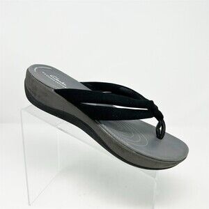 Clarks Cloudsteppers Arla Kaylie Womens Black Thong Wedge Flip Flop Size 10